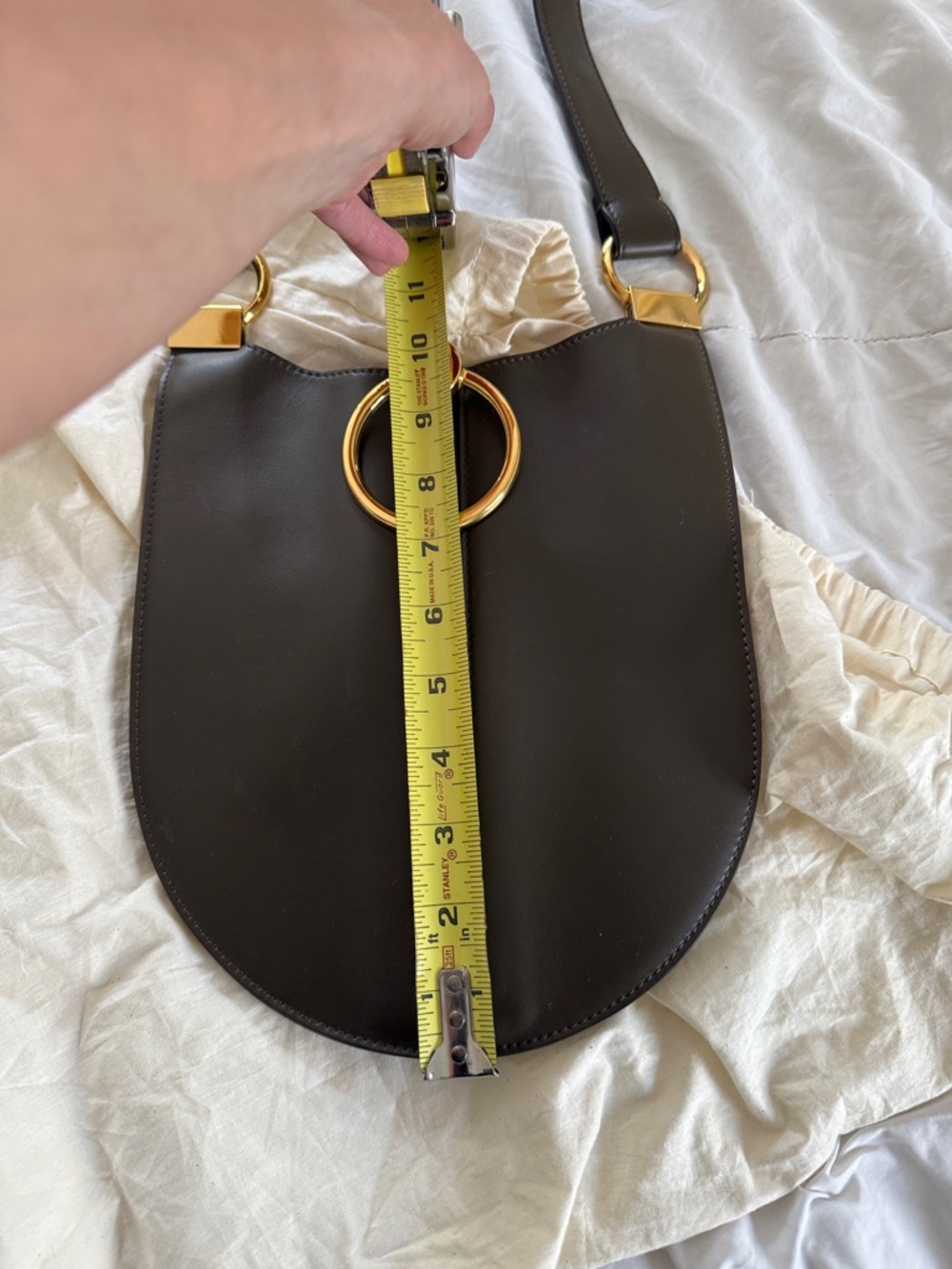 Marni Chocolate Brown Leather Shoulder Bag with Gold Ring - Picture 7 of 7